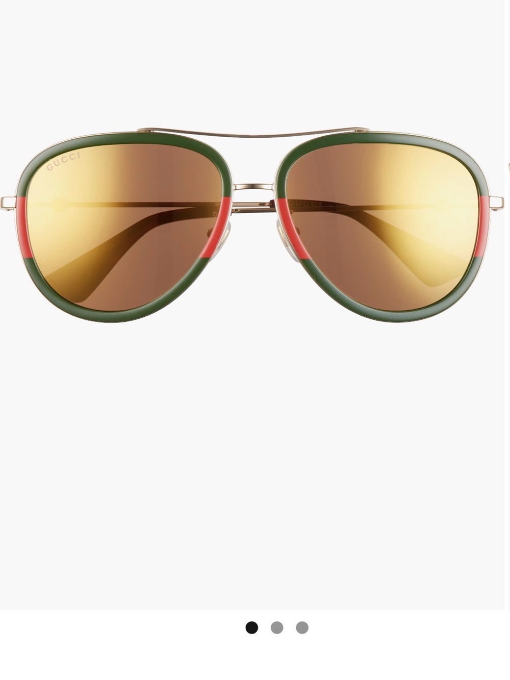 Gucci 57mm Aviator Sunglasses with Gold Tint Lenses